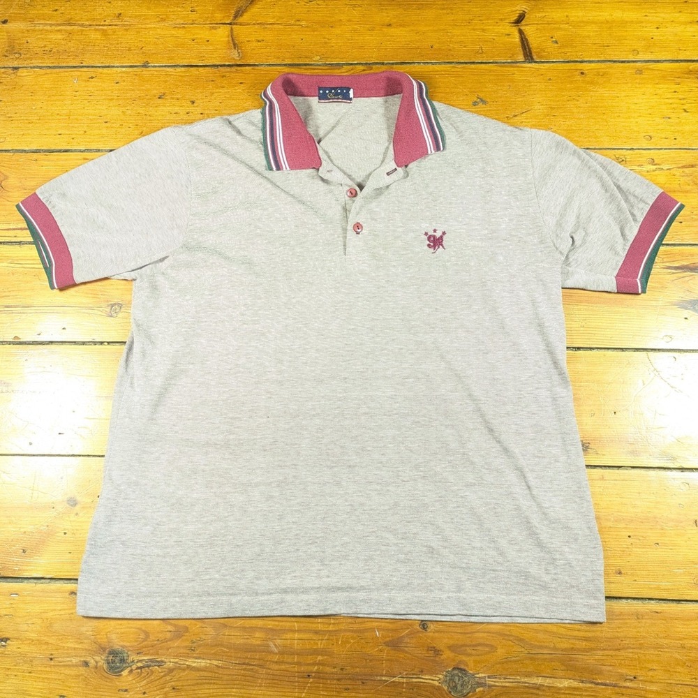 Gordie Howe Mens‎ L Polo Shirt Gray Hockey Short Sleeve Embroidered Logo Golf